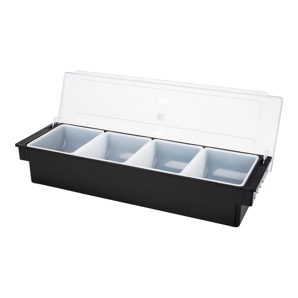 Caddy, Condiment, Bar Lux, 4-Compartment, Black, Plastic, 19.5 x 6.24 x 3.75 Inch,1 - 1 EACH