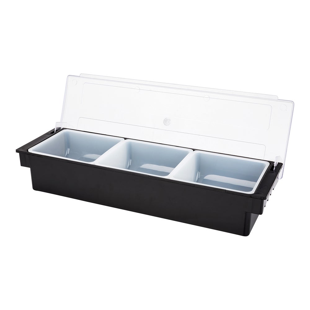 Caddy, Condiment, Bar Lux, 3-Compartment, Black, Plastic, 19.5 x 6.25 x 3.75 Inch,1 - 1 EACH