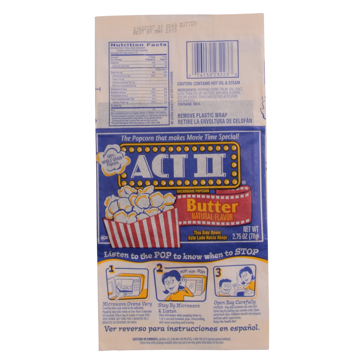 Popcorn, Butter, Microwave, Single-Serve, 2.75 Ounce,4 - 18 COUNT