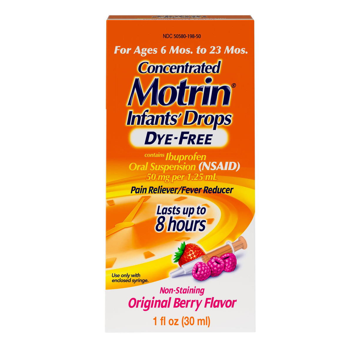Medicine, Ibuprofen, Oral Suspension, Berry Flavor, Liquid, Dye-Free, with Syringe,36 - 1 FLUID