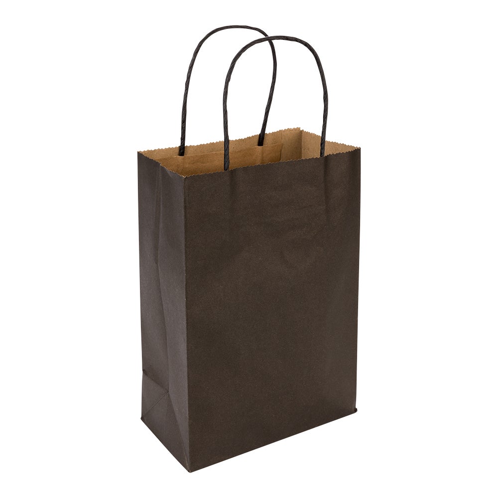 Bags, Shopping, 16 x 9.75 x 17.25 Inch, Paper, Black, with Handles,1 - 100 COUNT