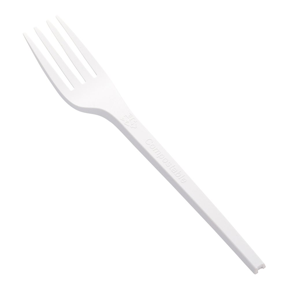 Forks, Basic Nature, Plastic, White, 6.5 Inch, Heat-Resistant & Compostable,1 - 250 COUNT