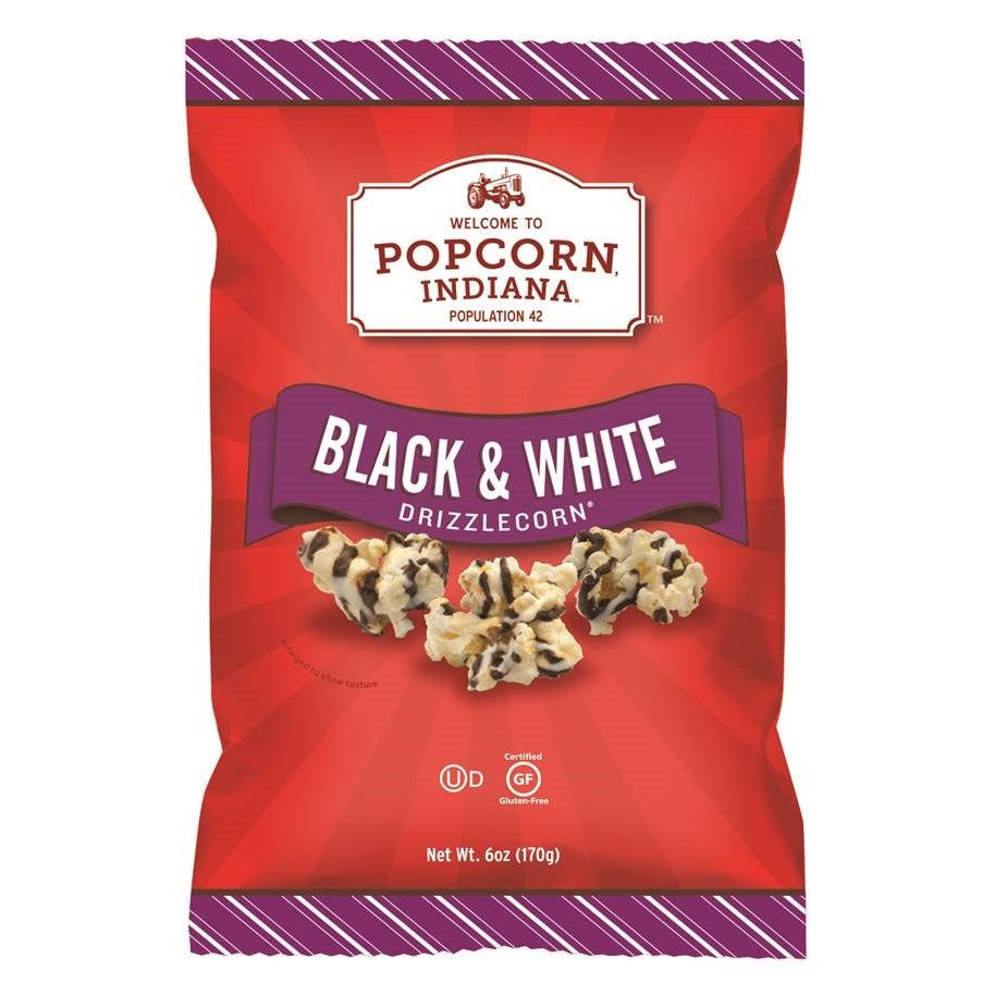 Popcorn, Black & White Drizzlecorn, 6 Ounce, 6 Ounce,1 - 6 COUNT