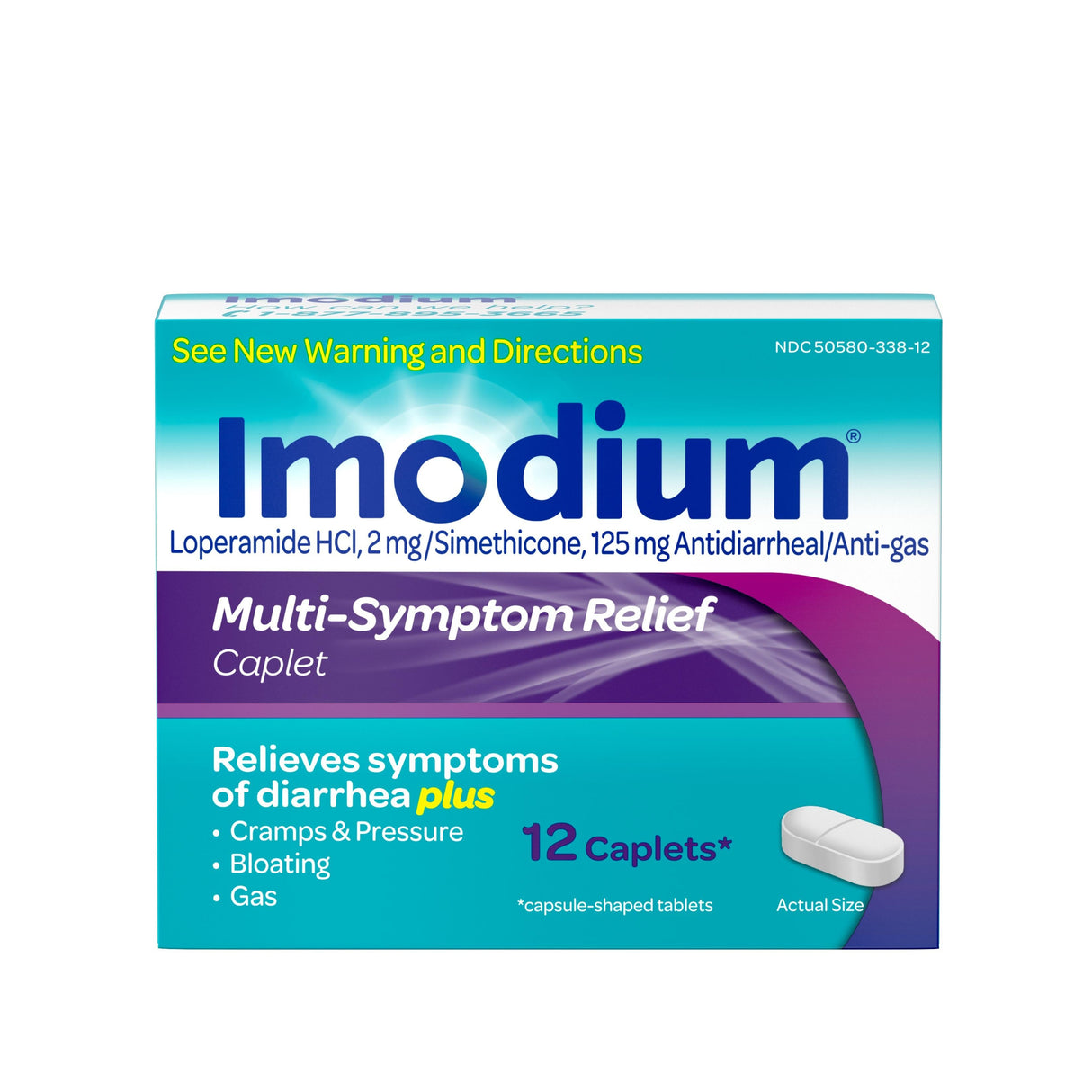 Medicine, Anti-Diarrheal, Multi-Symptom Relief, Caplets,48 - 12 COUNT