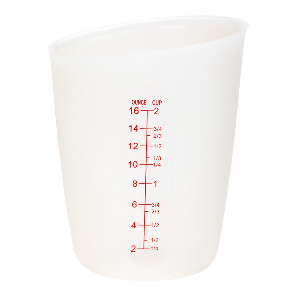 Cup, Measuring, 2 Cup, White Silicone, with Red Graduations,1 - 1 EACH