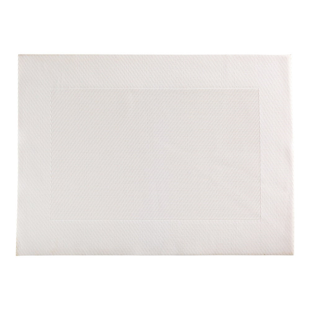 Placemats, Geneva Frame 16 x 12 Inch, Woven, Bright White, Vinyl,1 - 6 COUNT