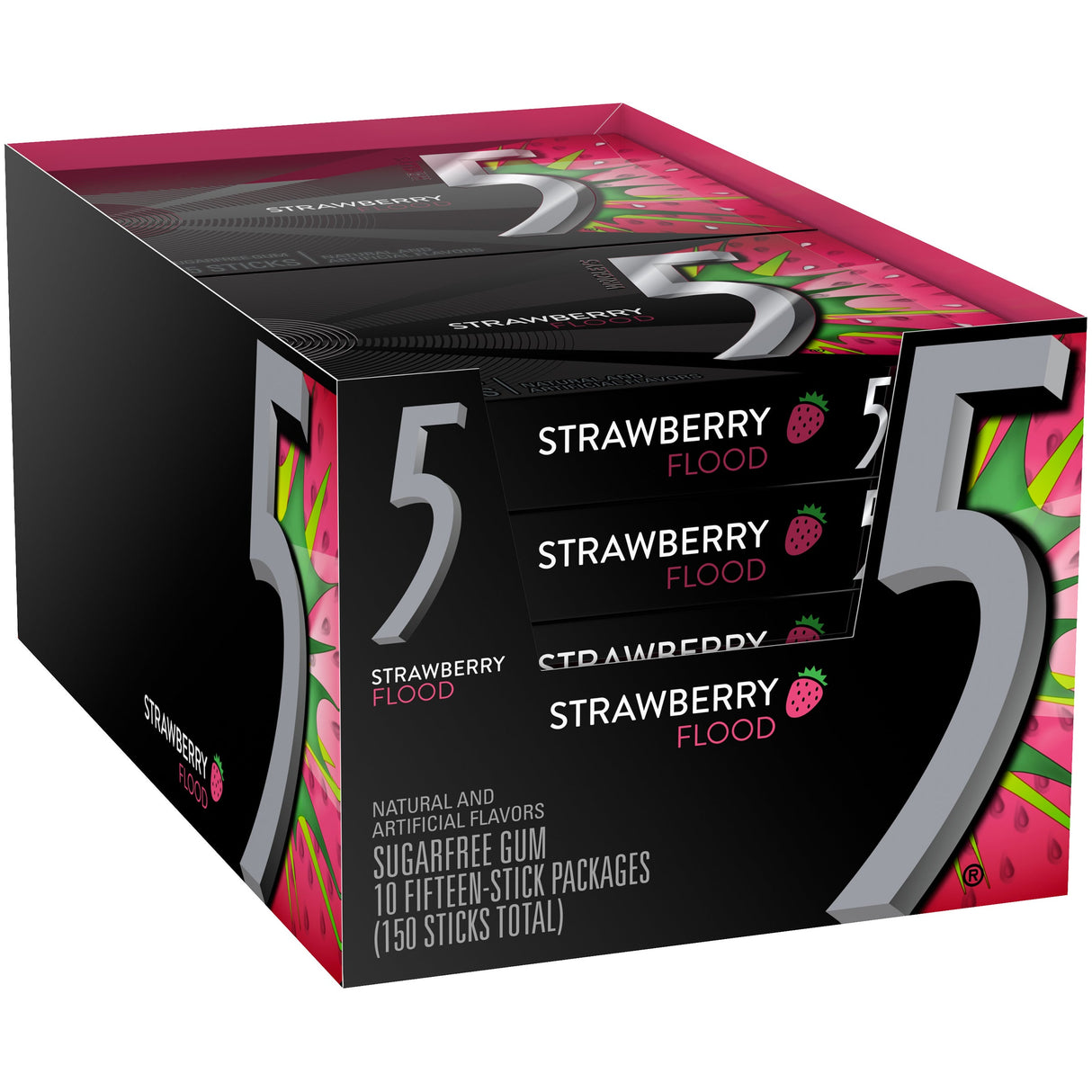 Chewing Gum, Sour Strawberry Flood, Sugar-Free,12 - 10 COUNT