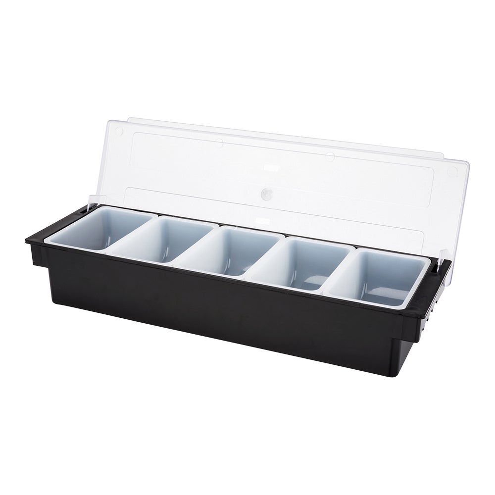 Caddy, Condiment, Bar Lux, 5-Compartment, Black, Plastic, 19.5 x 6.25 x 3.75 Inch,1 - 1 EACH