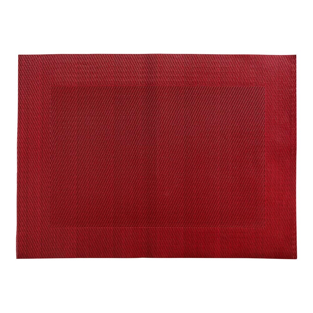 Placemats, Geneva Frame 16 x 12 Inch, Woven, Garnet Red, Vinyl,1 - 6 COUNT