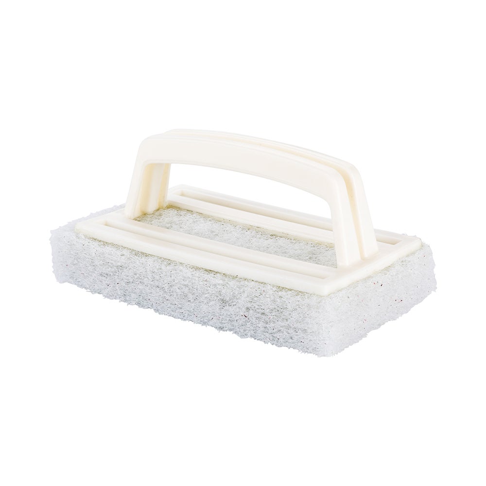 Scouring Pad, Light Duty, Multi-Purpose, White, 6 x 3.5 x 3 Inch, with Handle,1 - 1 EACH
