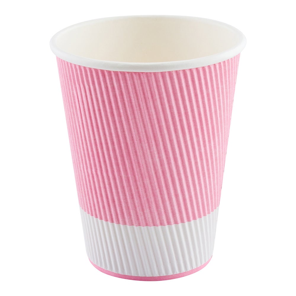 Cups, Hot, 12 Ounce, Paper, Light Pink, Ripple Wall,1 - 500 COUNT