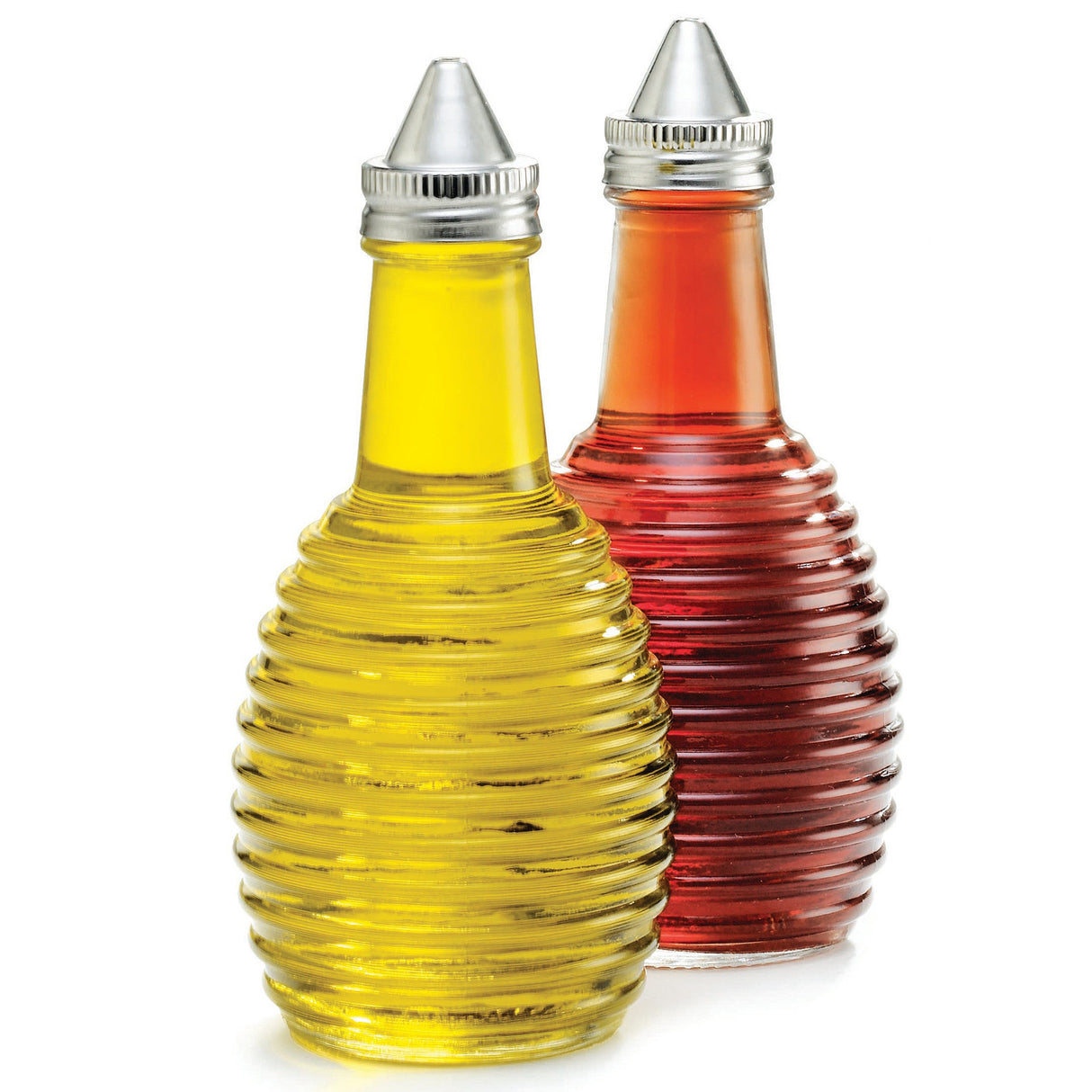 Cruets, Oil & Vinegar, 6 Ounce, Beehive, Glass with Stainless Steel Tops, 6 Ounce,12 - 1 EACH