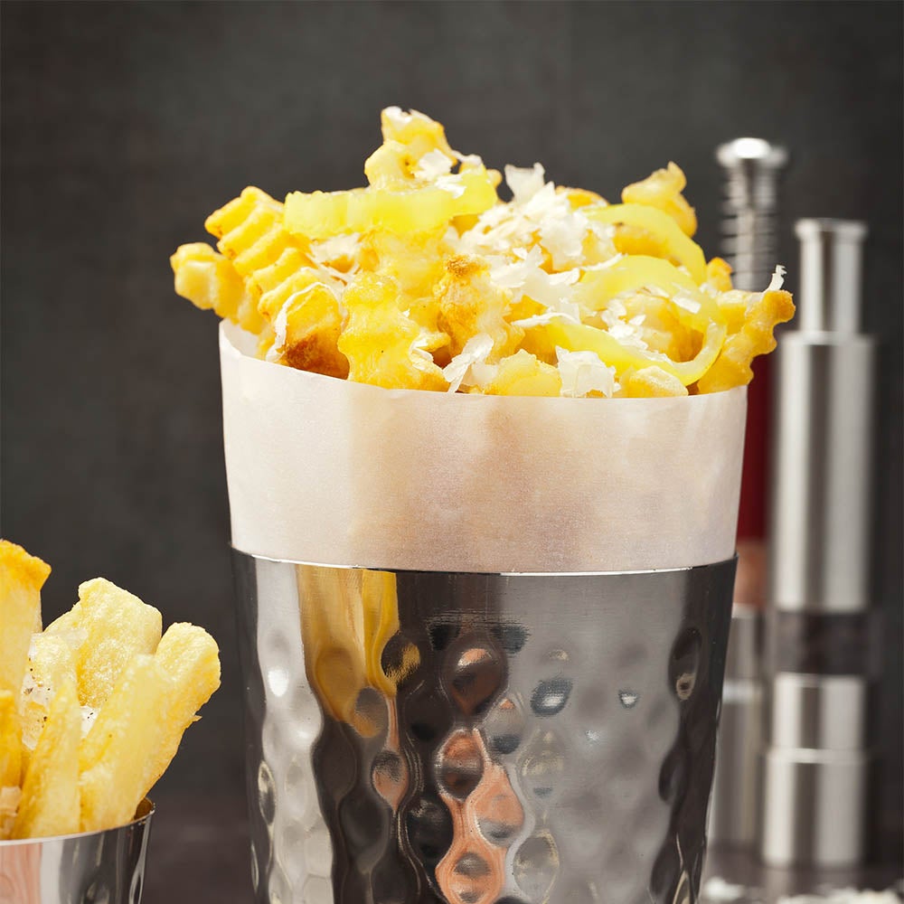 Cups, French Fry, Round, Hammered Mirror-Finish Stainless Steel,1 - 1 EACH