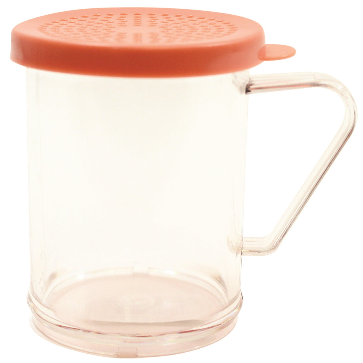 Shaker, Dredge, 10 Ounce, Clear with Rose Lid, Polycarbonate, with Handle,12 - 1 EACH