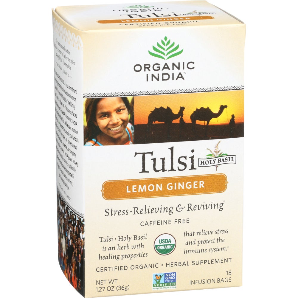Tea, Lemon & Ginger, Tulsi, Holy Basil, Infusion Bags, Caffeine Free,6 - 18 COUNT