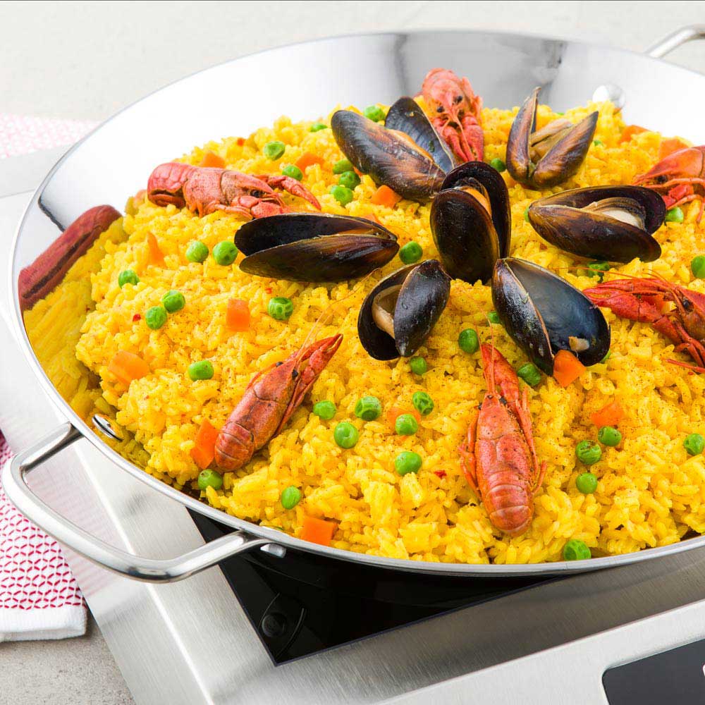Pan, Paella, 10 Inch, Induction Ready, Stainless Steel, 10 Linear Inch,1 - 1 EACH