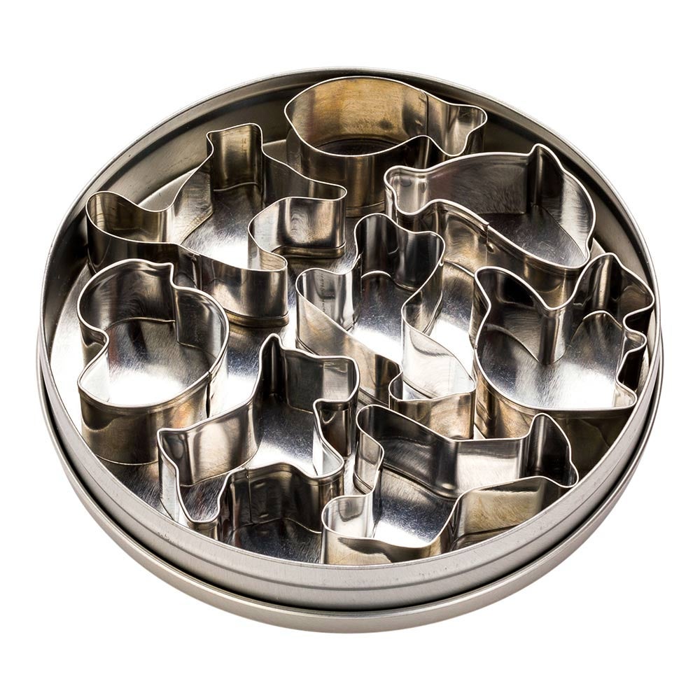 Cutter Set, Cookie, Pastry Tek 8-Piece, Animal, Metal, in Round Tin Box,1 - 1 EACH