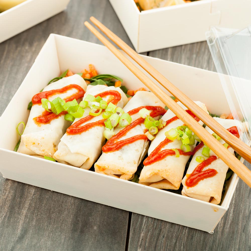 Containers, Food, 6.4 Inch, Poplar Wood, Natural Taipei Design, Short Flare Rectangle, 6.4 Linear Inch,1 - 100 COUNT