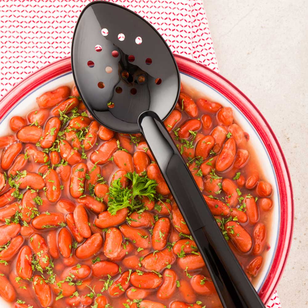 Spoon, Serving , Perforated, 11 Inch, Black Plastic, 11 Linear Inch,1 - 1 EACH