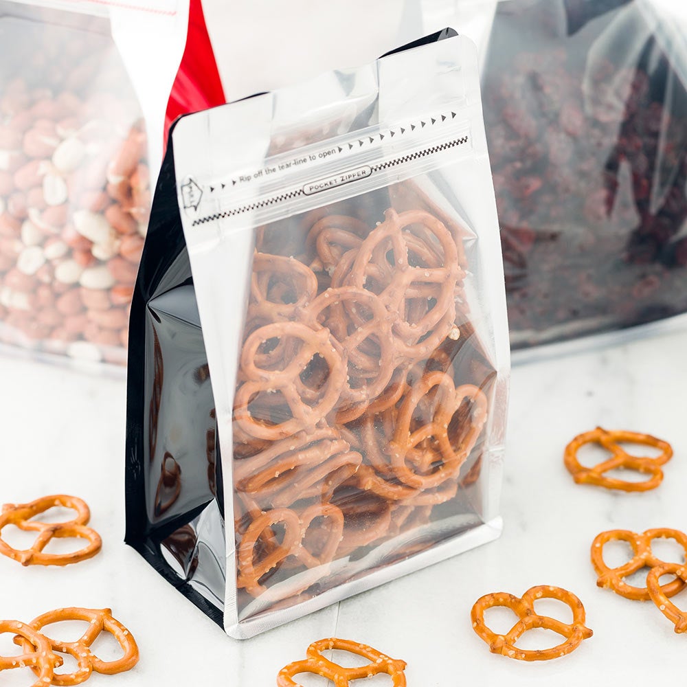 Bags, Heat-Sealable Sandwich, 7.9 x 4.9 Inch, Plastic, Black, Double Seal Rip Lock, with Window,1 - 100 COUNT