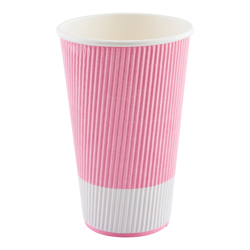 Cups, Hot, 16 Ounce, Paper, Light Pink, Ripple Wall,1 - 500 COUNT