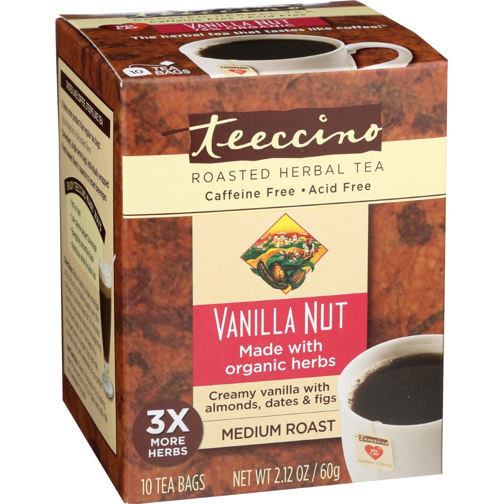 Tea, Vanilla Nut Chicory Herbal, Medium Roast, Caffeine Free, Individually Wrapped with String,6 - 10 COUNT