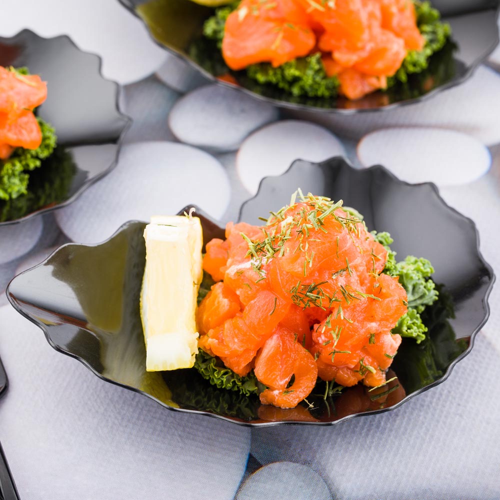 Plates, Coquille Appetizer, 3.25 Inch, Plastic, Black, Scalloped-Edge, Heavyweight, 3.25 Linear Inch,1 - 100 COUNT