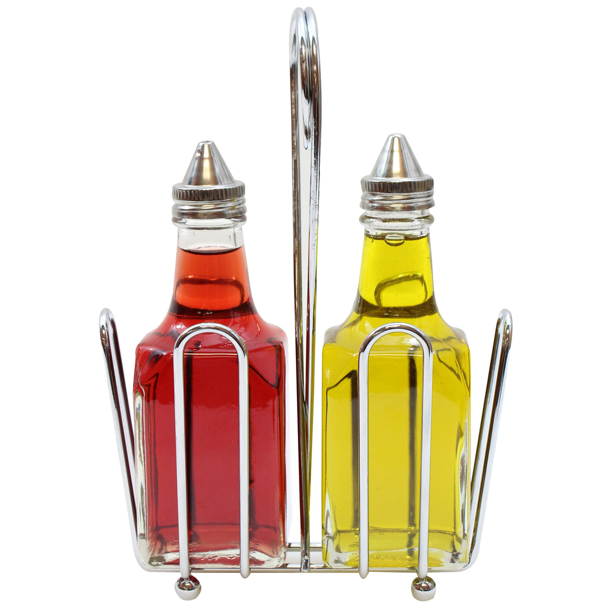 Cruets, Oil & Vinegar, 6 Ounce, Glass, with Chrome Racks,1 - 1 EACH