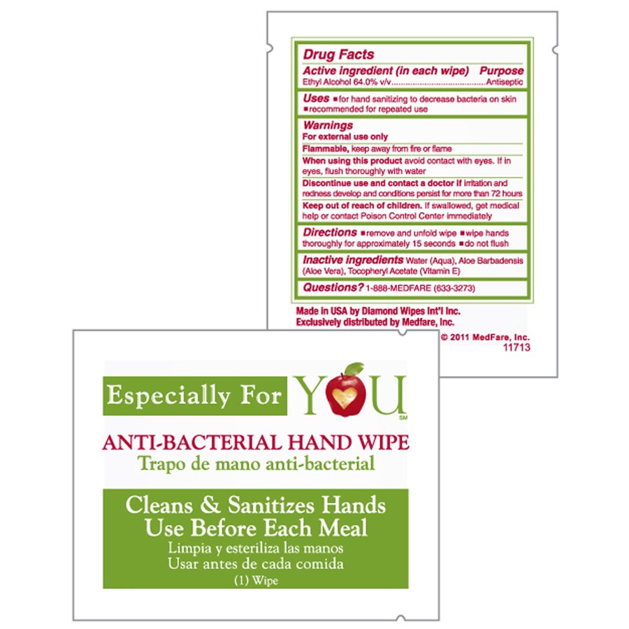 Hand Wipes, Anti-Bacterial, 64% Ethyl Alcohol,2000 - 1 COUNT
