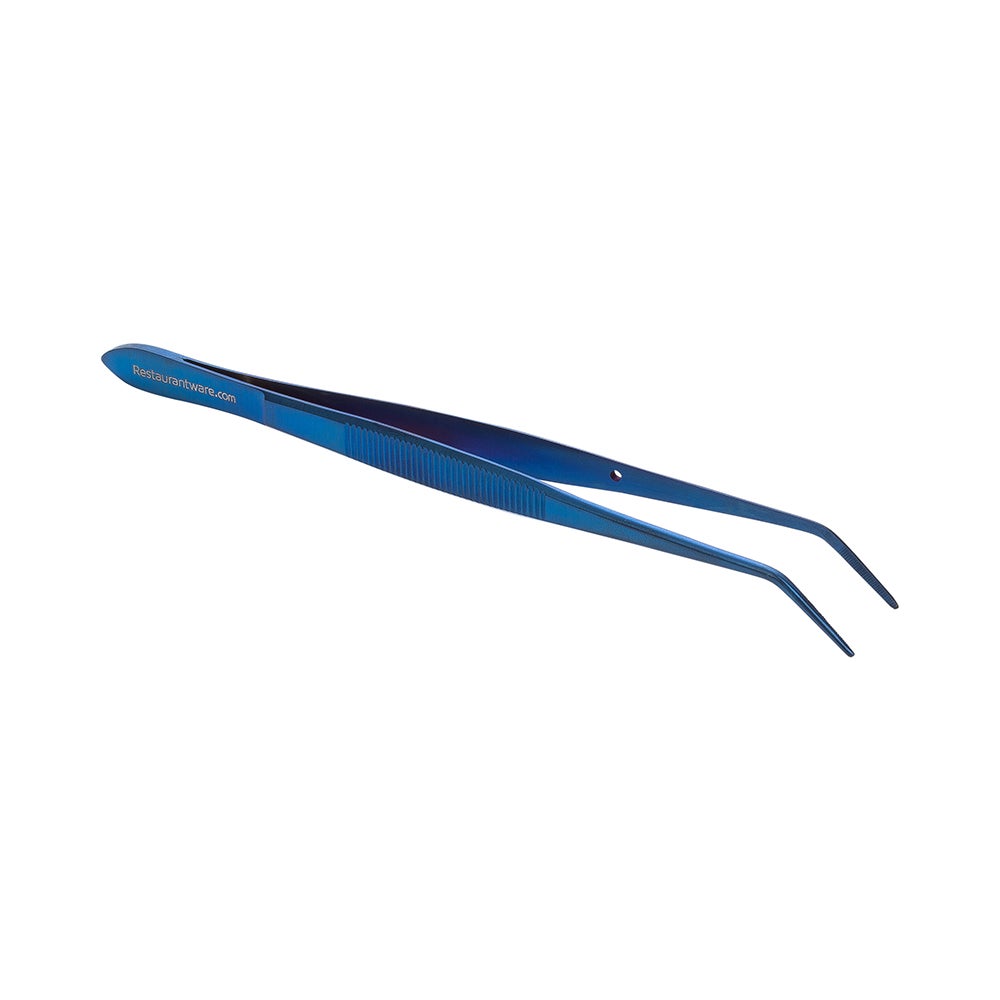 Tweezers, Slant Nose, 6.3 Inch, Titanium Blue Stainless Steel, 6.3 Linear Inch,1 - 1 EACH