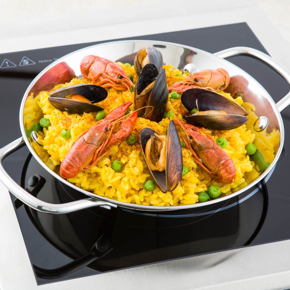 Pan, Paella, 8 Inch, Induction Ready, Stainless Steel, 8 Linear Inch,1 - 1 EACH