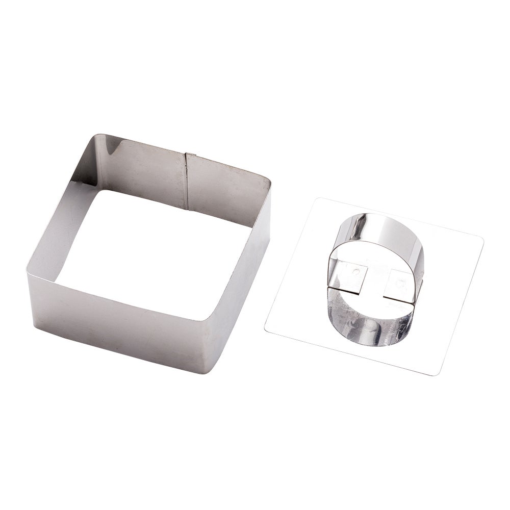 Ring Mold, Pastry, Pastry Tek 3.3 x 1.5 Inch, Square, Stainless Steel, with Press,1 - 1 EACH
