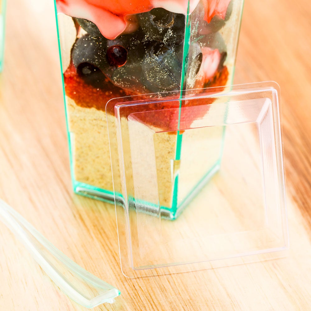 Lids, Flat, Clear, for Tall Geometric Cups, 1.5 Linear Inch,1 - 100 COUNT