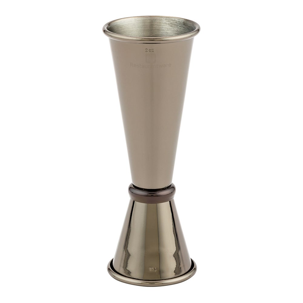 Jigger, Double, 1 & 2 Ounce, Black Plated, with Stainless Steel Interior, 2 Ounce,1 - 1 EACH