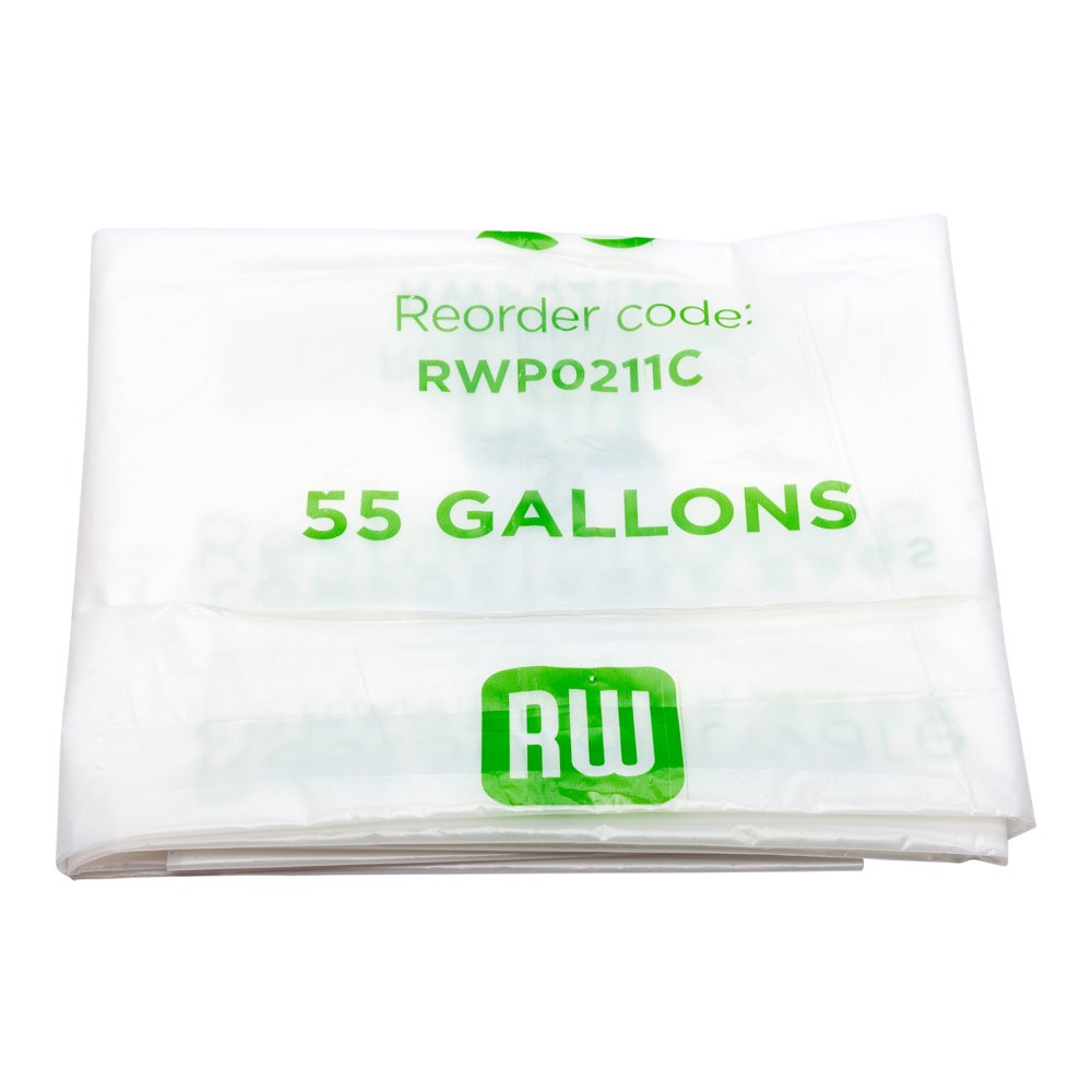 Can Liners, Biodegradable, 55 Gallon, Clear, Low Density, 55.1 x 24.4 Inch,1 - 100 COUNT