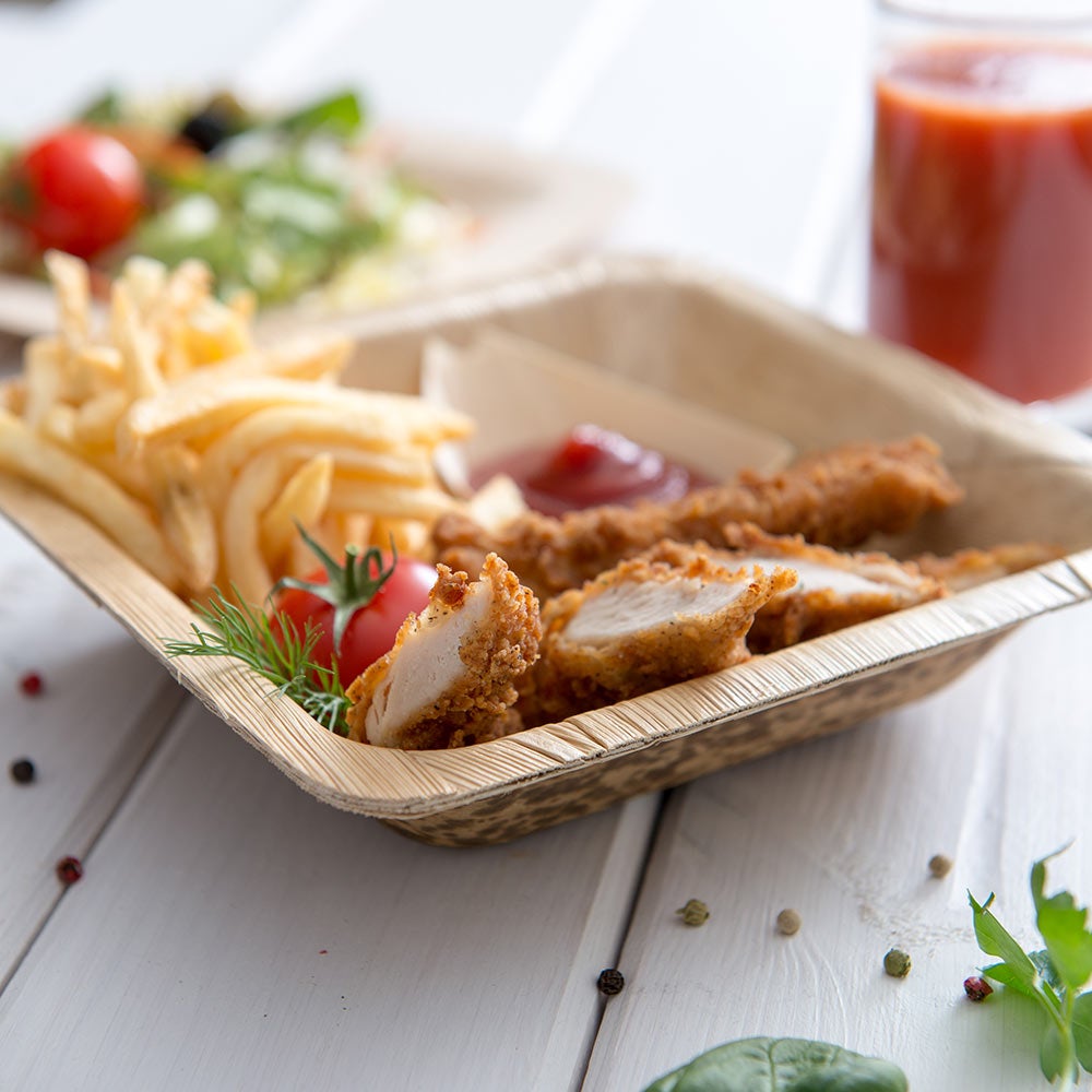 Plates, Salad, 7 Inch, Bamboo Leaf, Natural, Square, 7 Linear Inch,1 - 50 COUNT