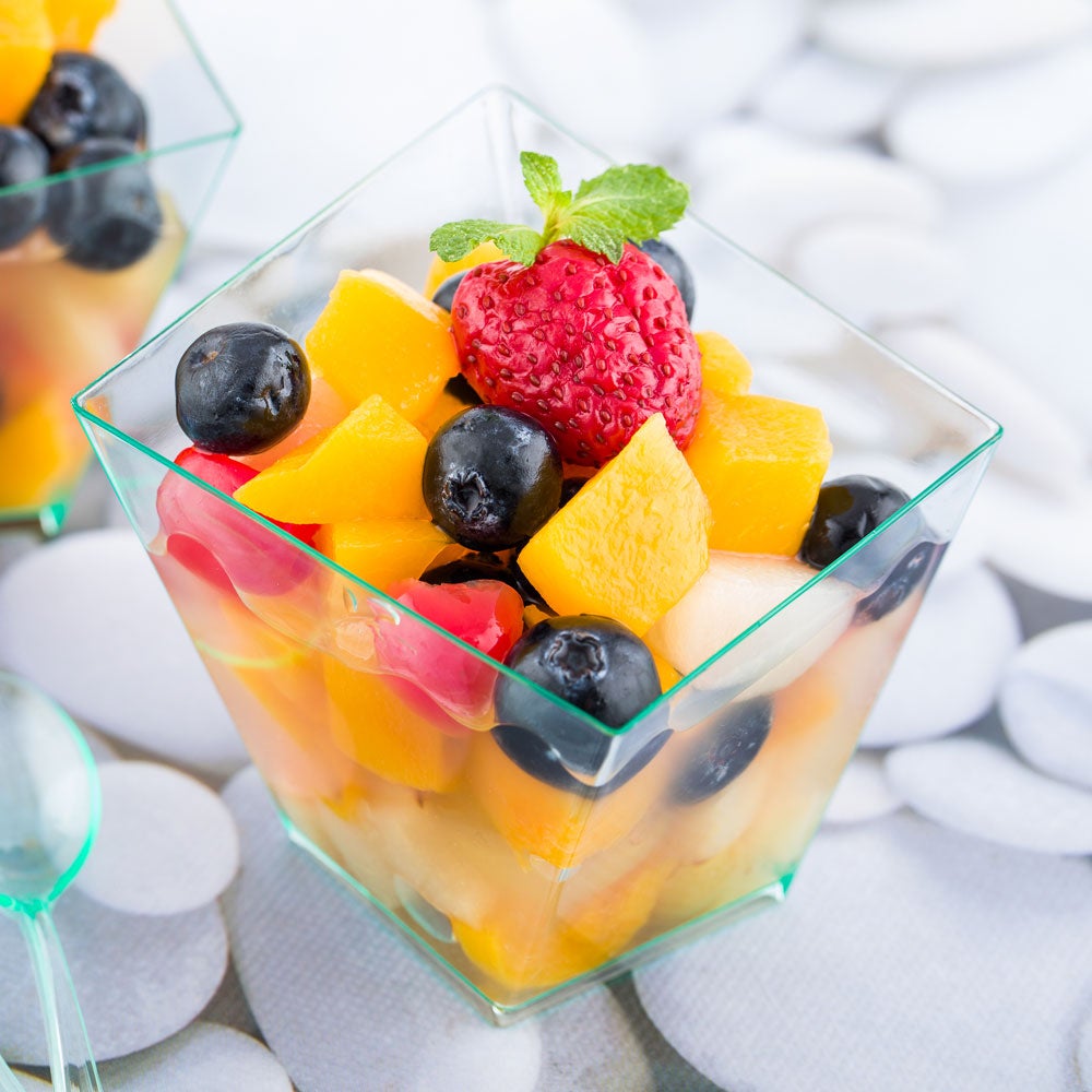 Dishes, Dessert, 5.5 Ounce, Plastic, Sea Green Girata Design, Square, Heavyweight, 5.5 Ounce,1 - 100 COUNT