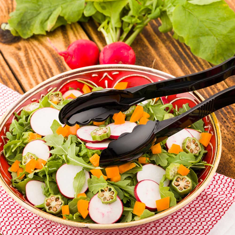 Tongs, Catering, 9 Inch, Black Plastic, Scallop Grip, 9 Linear Inch,1 - 1 EACH