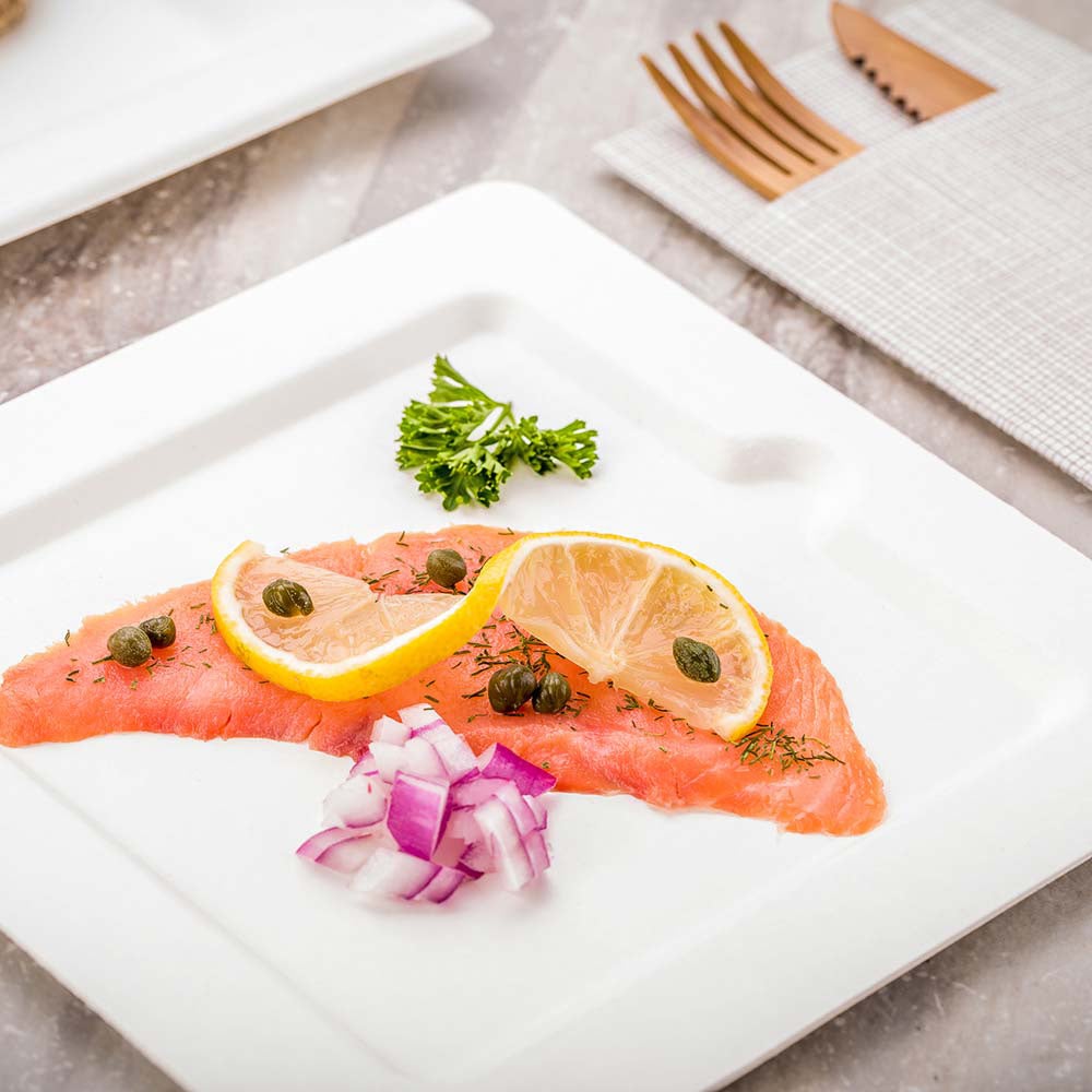 Plates, Salad, 8 Inch, Bagasse, White Collezione Design, 8 Linear Inch,1 - 100 COUNT