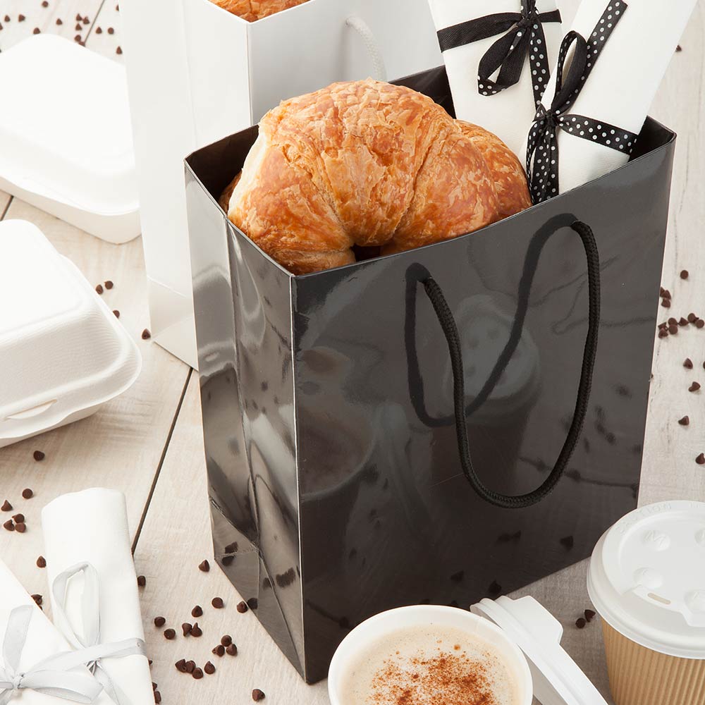 Bags, Shopping, 8 x 10 Inch, Paper, Black, With Handle,1 - 10 COUNT