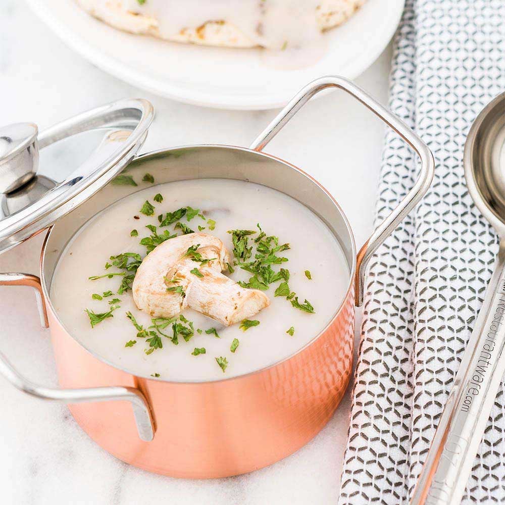 Pots, Casserole, 5.75 x 3 x 3.8 Inch, Individual, Stainless Steel with Copper Plating, with Lid,1 - 1 EACH