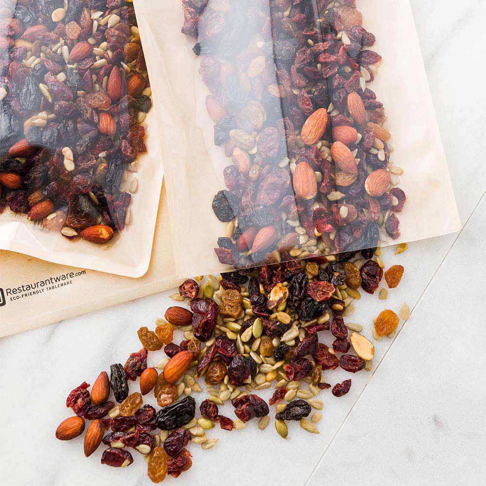 Bags, Heat-Sealable Sandwich, 11.4 Inch, Plastic, Kraft Brown, Double Seal Rip Lock, with Window, 11.4 Linear Inch,1 - 100 COUNT