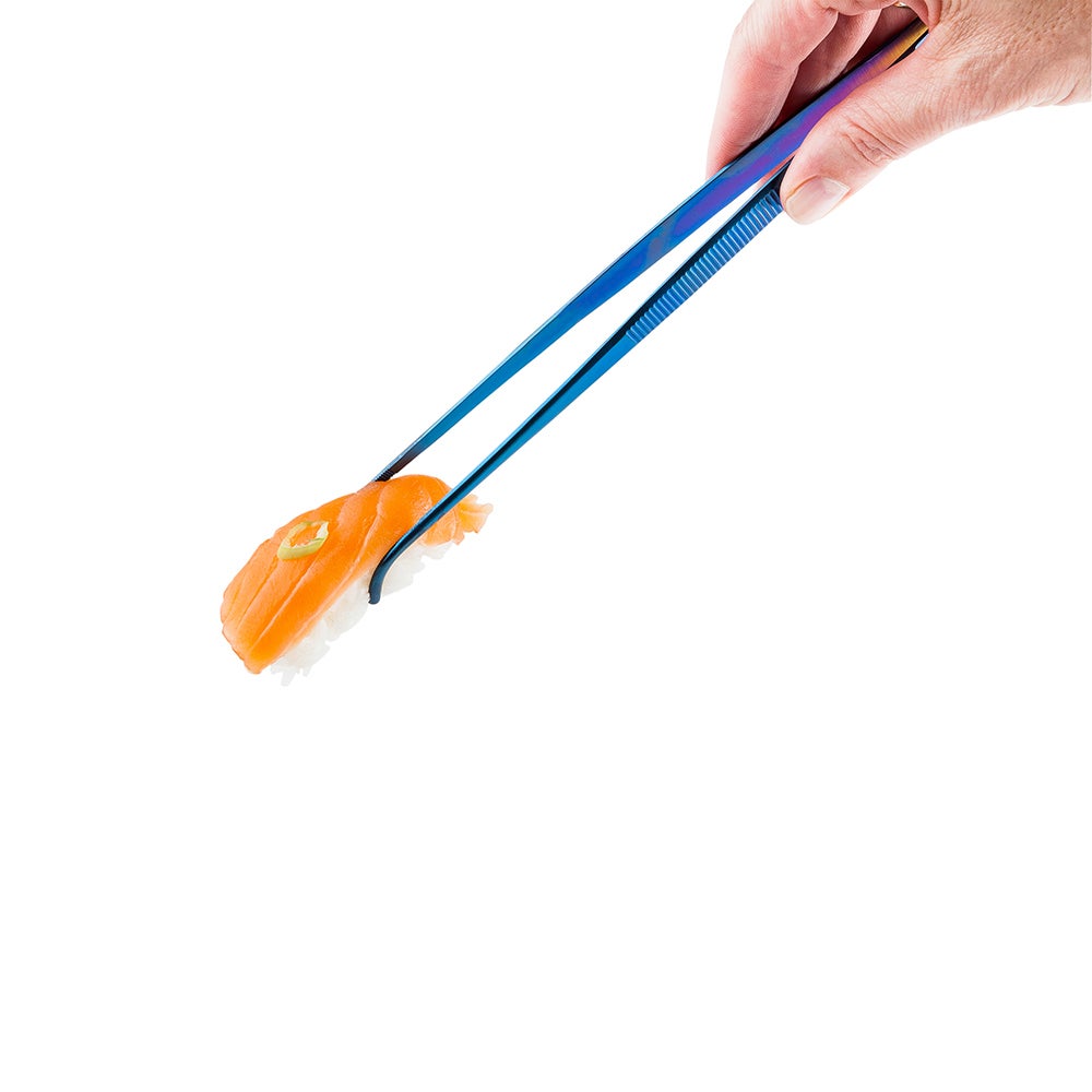 Tweezers, Slant Nose, Short, 9.4 Inch, Titanium Blue Stainless Steel, 9.4 Linear Inch,1 - 1 EACH