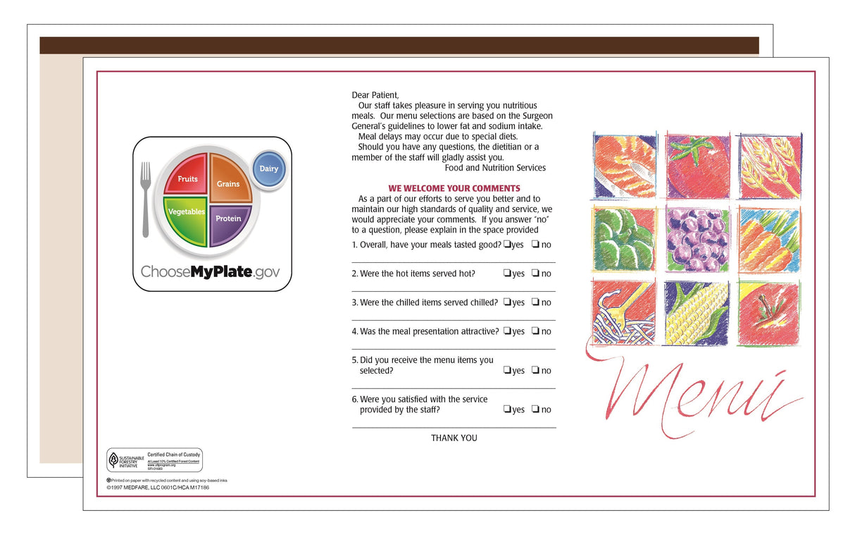 Menus, Brown, Blank, Market Medley,1 - 500 COUNT