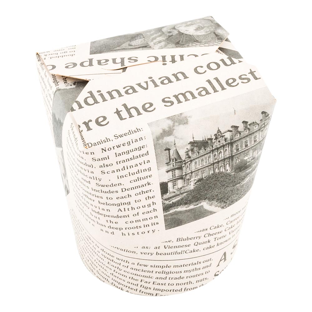 Containers, Noodle Take-Out, 32 Ounce, Paper, News Print, Round, 32 Ounce,1 - 200 COUNT