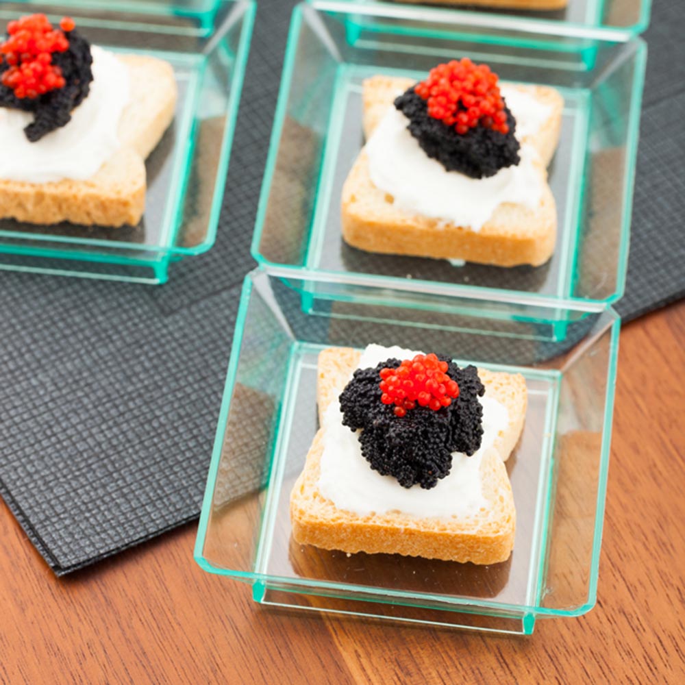 Plates, Appetizer, 7.5 Inch, Plastic, Sea Green Terzetto Design, Square, Heavyweight, 7.5 Linear Inch,1 - 100 COUNT