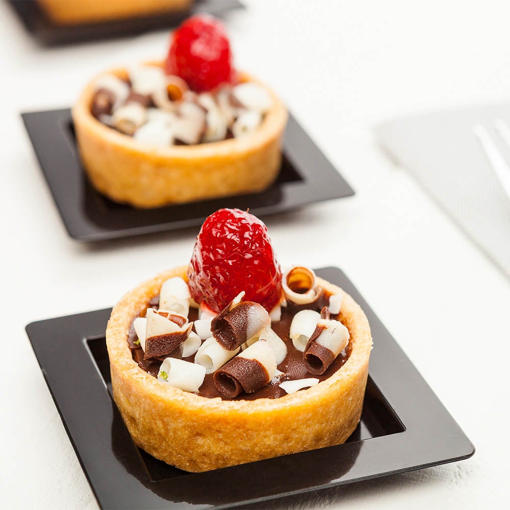 Plates, Edge Appetizer, 2.75 Inch, Plastic, Black, Square Raised-Edge, Heavyweight, 2.75 Linear Inch,1 - 100 COUNT