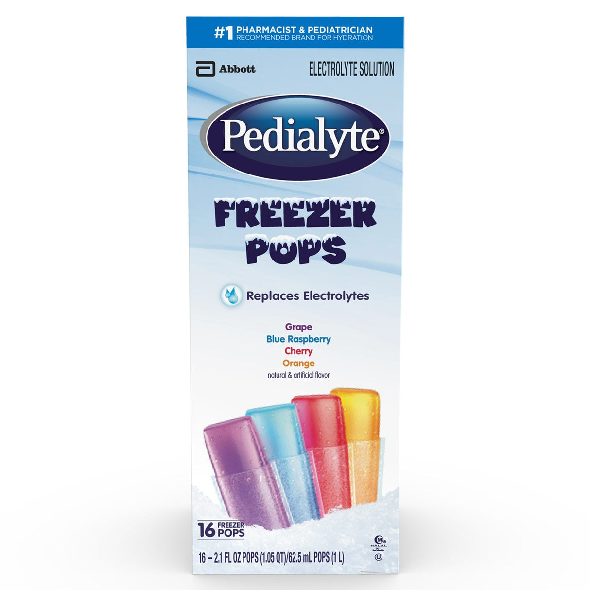 Supplement, Freezer Pops, Electrolyte, Assorted Flavor, Shelf-Stable, 2.1 Ounce,4 - 16 COUNT