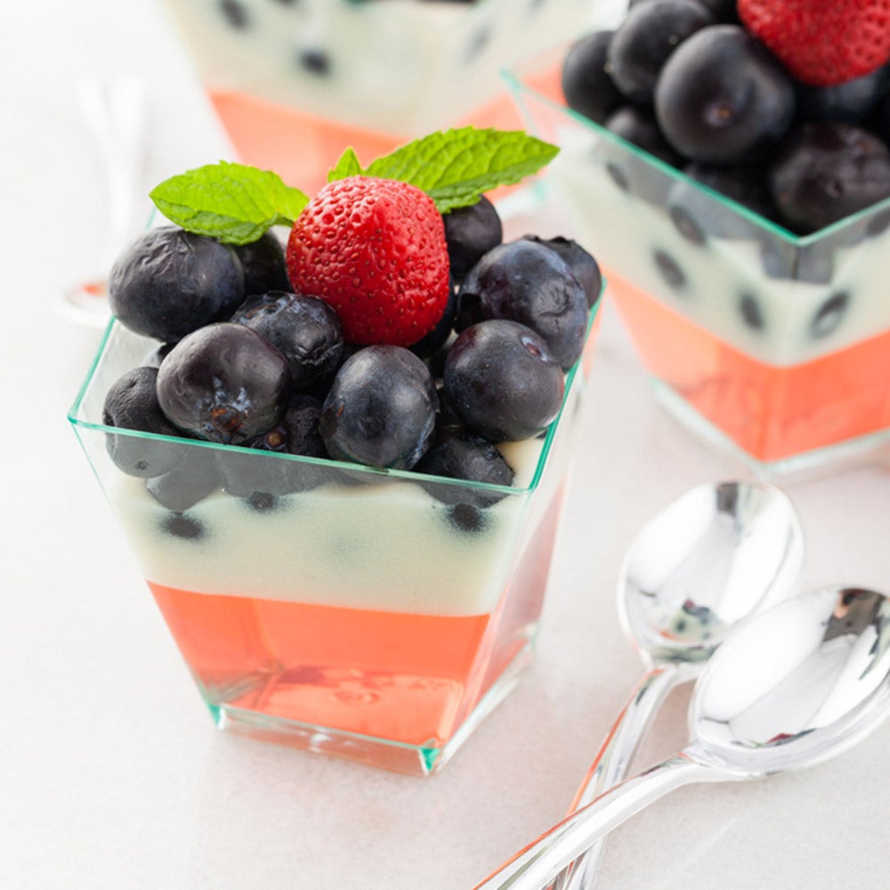 Plates, Dessert, 2 Ounce, Plastic, Sea Green Girata Design, Square, Heavyweight, 2 Ounce,1 - 100 COUNT