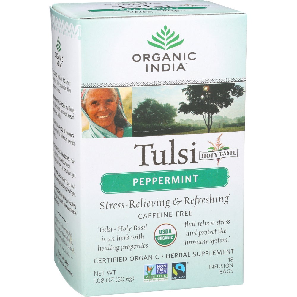 Tea, Peppermint, Tulsi, Caffeine-Free, Infusion Bags,6 - 18 COUNT
